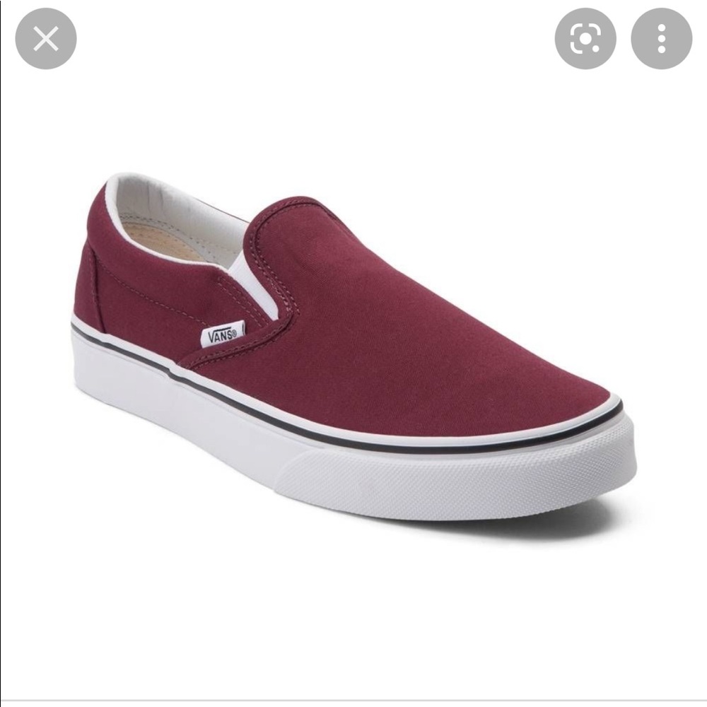 Vans maroon slip ons